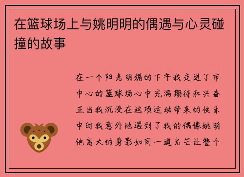 在篮球场上与姚明明的偶遇与心灵碰撞的故事